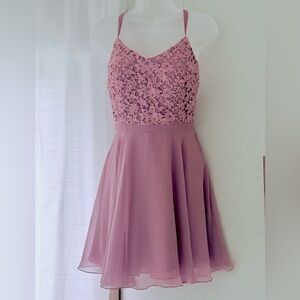 ALYCE PARIS mini short prom party pink lace dress Size 8 embellished backless